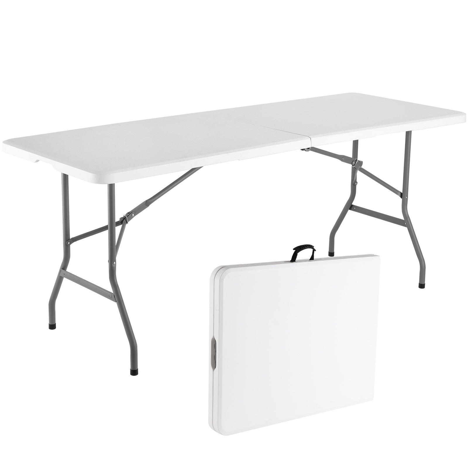 Portable Lightweight Folding Table, Foldable Table with Carrying Handle and Safety Locks, Ideal for Party, Dining, Barbecue, Board Game & Outdoor Activities