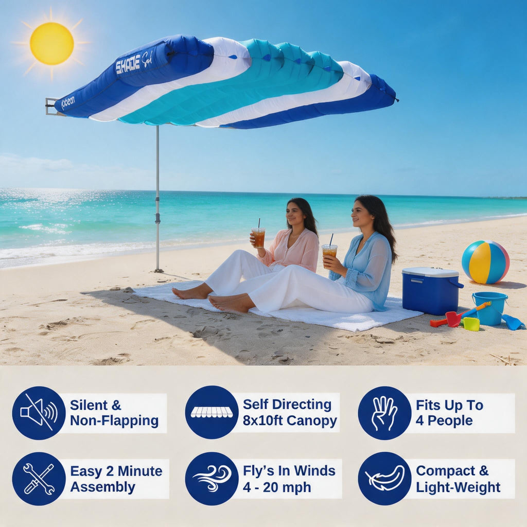 ShadeSock - Wind-Inflating, Silent Beach Shade
