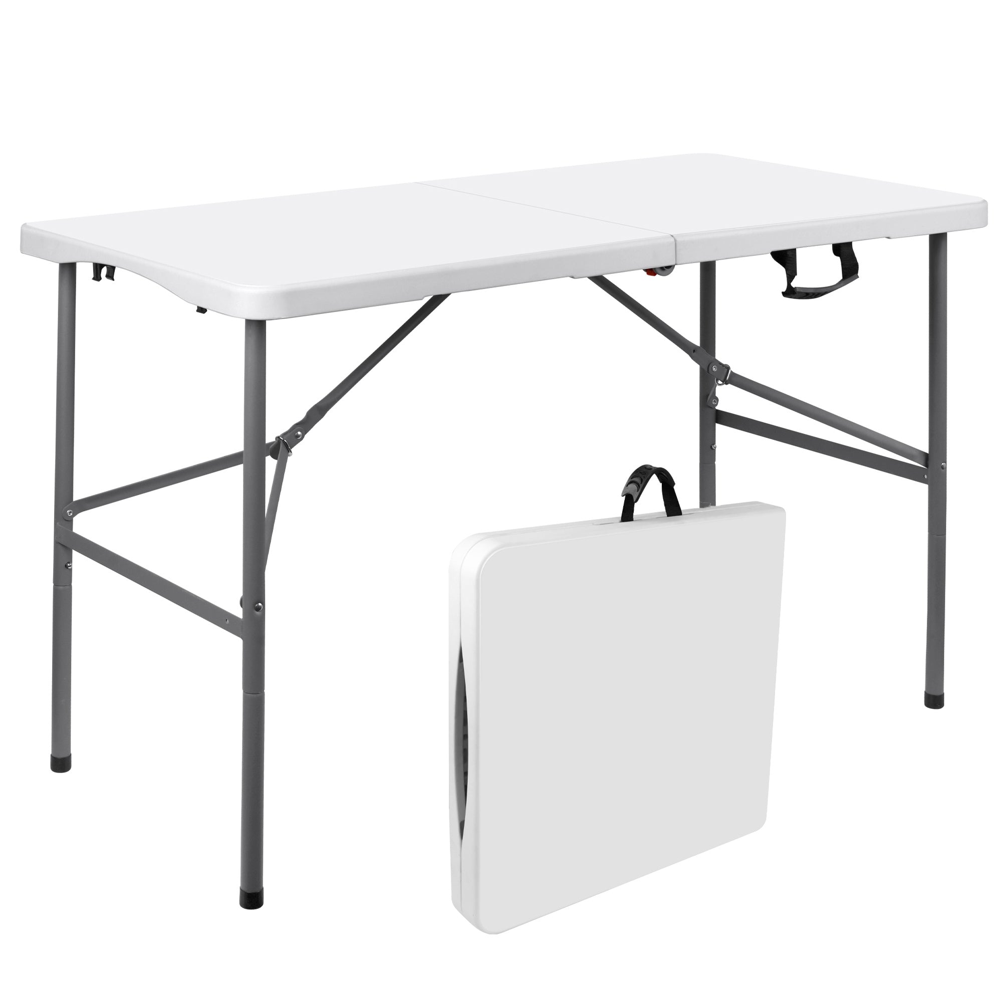 Portable Lightweight Folding Table, Foldable Table with Carrying Handle and Safety Locks, Ideal for Party, Dining, Barbecue, Board Game & Outdoor Activities
