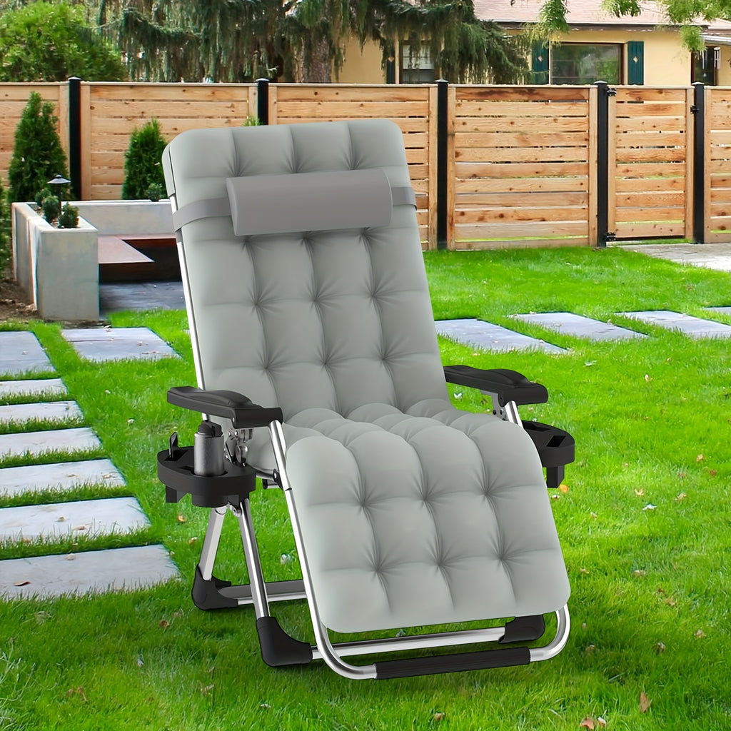Upgraded Lock Zero Gravity Chair, Folding Recliner Lounge Chair with Removable Cushion Cup Holder Headrest for Indoor Outdoor Patio Camping