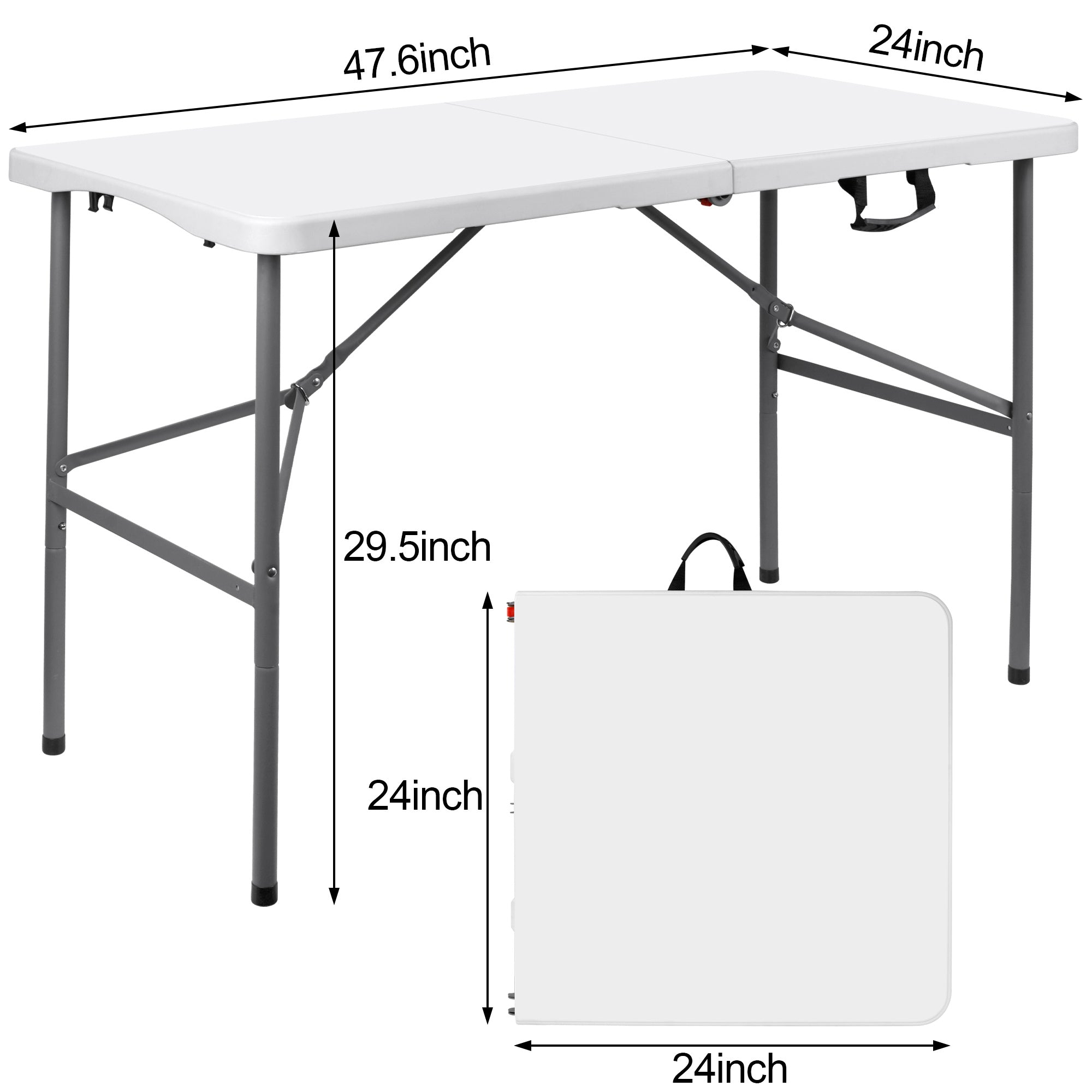 Portable Lightweight Folding Table, Foldable Table with Carrying Handle and Safety Locks, Ideal for Party, Dining, Barbecue, Board Game & Outdoor Activities