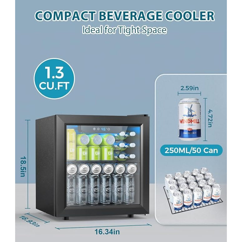 KNKDO 9.51Gal Beverage Wine Cabinet, Electronic Touch Control Mini Fridge with LED Light for Kitchen Bedroom Office