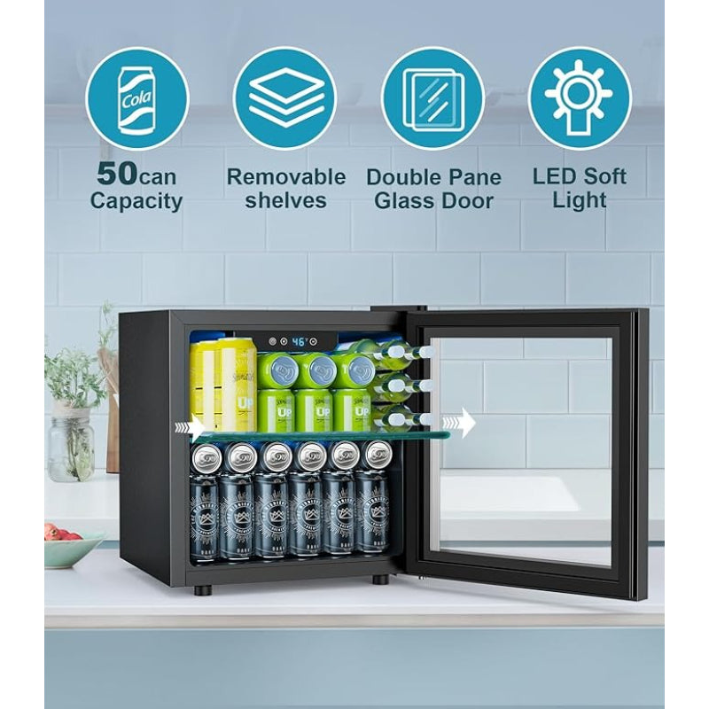 KNKDO 9.51Gal Beverage Wine Cabinet, Electronic Touch Control Mini Fridge with LED Light for Kitchen Bedroom Office