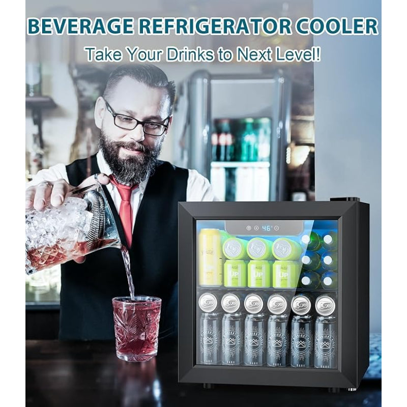 KNKDO 9.51Gal Beverage Wine Cabinet, Electronic Touch Control Mini Fridge with LED Light for Kitchen Bedroom Office