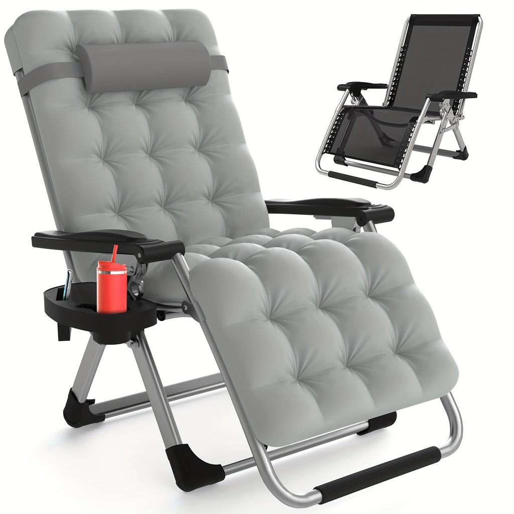 Upgraded Lock Zero Gravity Chair, Folding Recliner Lounge Chair with Removable Cushion Cup Holder Headrest for Indoor Outdoor Patio Camping