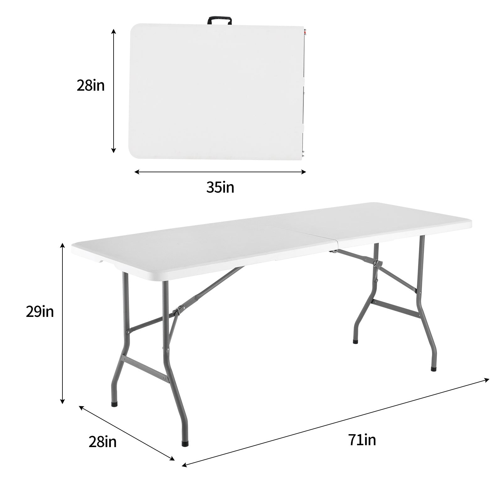 Portable Lightweight Folding Table, Foldable Table with Carrying Handle and Safety Locks, Ideal for Party, Dining, Barbecue, Board Game & Outdoor Activities