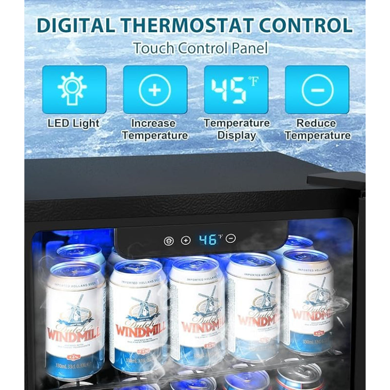 KNKDO 9.51Gal Beverage Wine Cabinet, Electronic Touch Control Mini Fridge with LED Light for Kitchen Bedroom Office