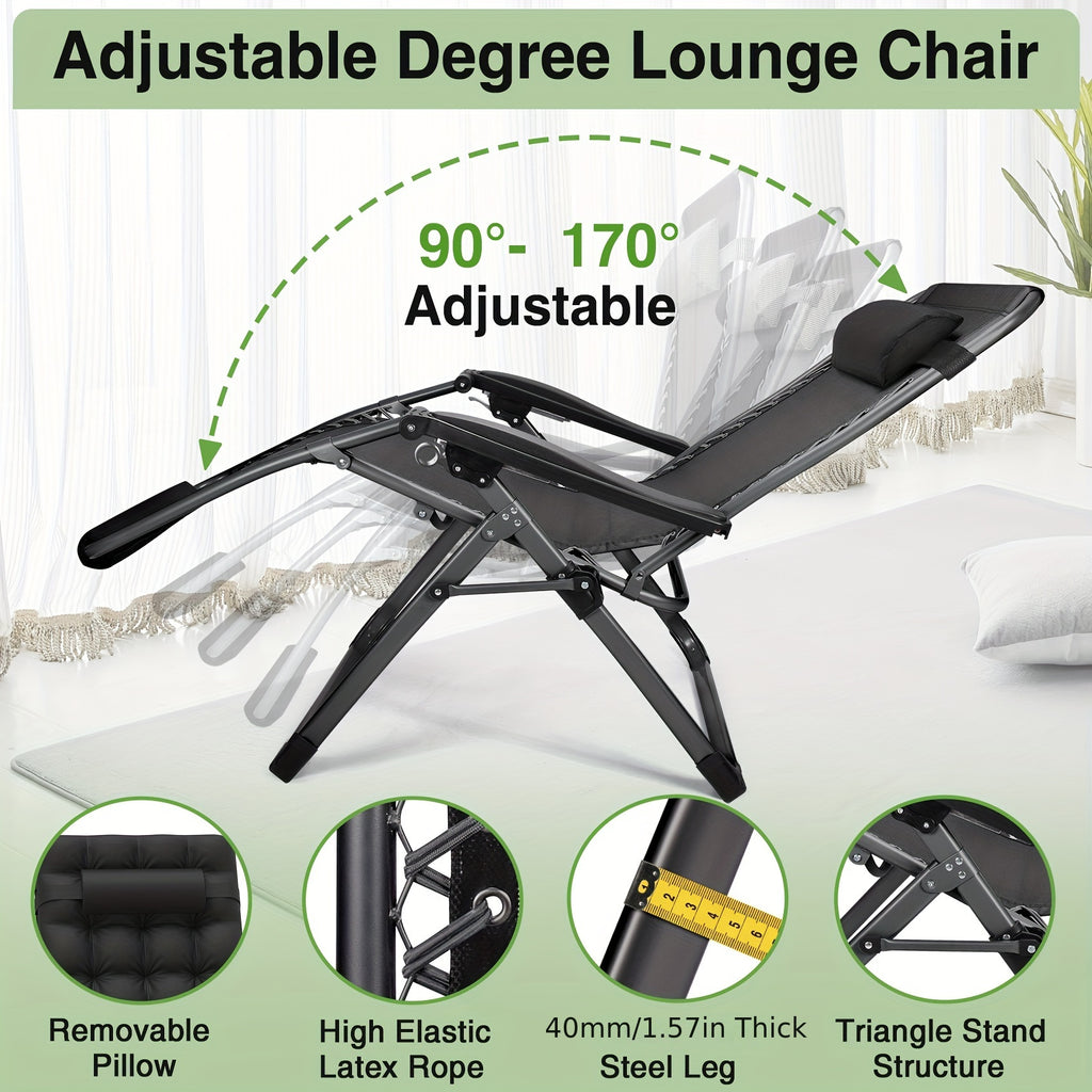Upgraded Lock Zero Gravity Chair, Folding Recliner Lounge Chair with Removable Cushion Cup Holder Headrest for Indoor Outdoor Patio Camping