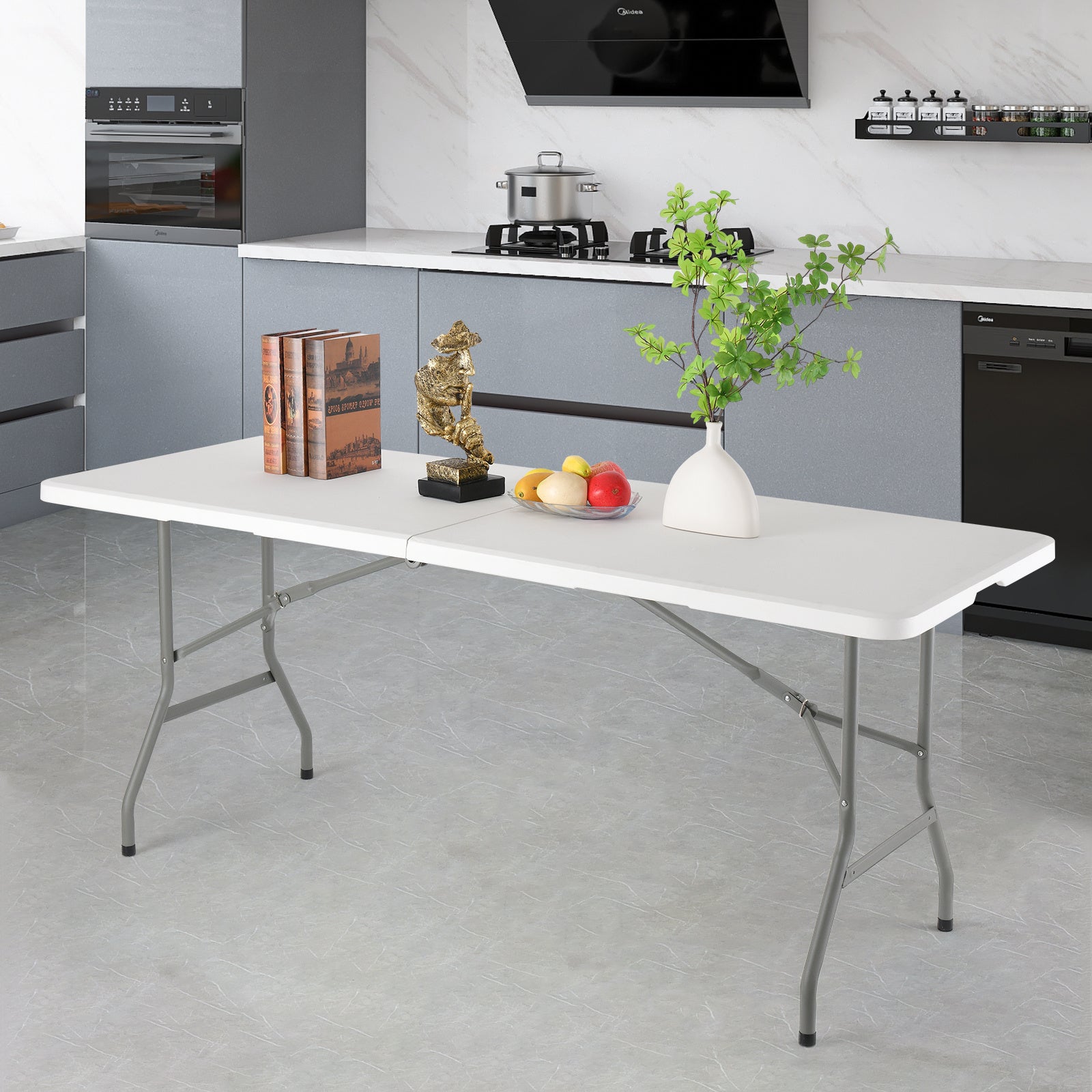 Portable Lightweight Folding Table, Foldable Table with Carrying Handle and Safety Locks, Ideal for Party, Dining, Barbecue, Board Game & Outdoor Activities