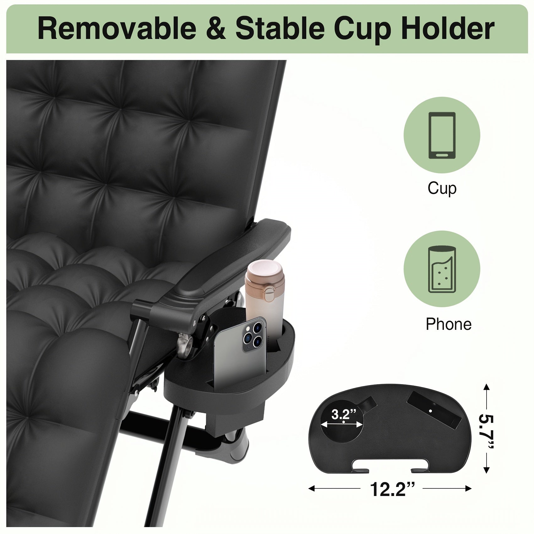 Upgraded Lock Zero Gravity Chair, Folding Recliner Lounge Chair with Removable Cushion Cup Holder Headrest for Indoor Outdoor Patio Camping