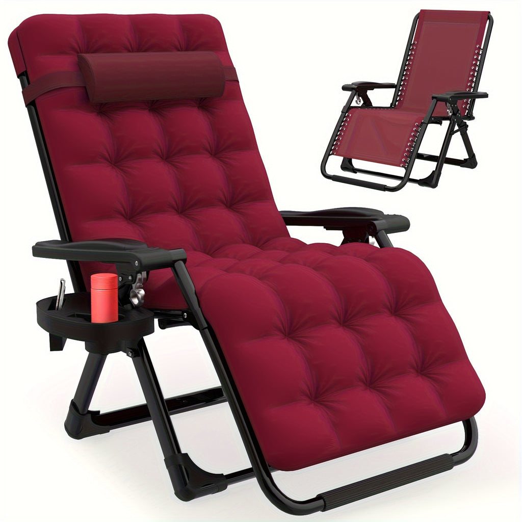 Upgraded Lock Zero Gravity Chair, Folding Recliner Lounge Chair with Removable Cushion Cup Holder Headrest for Indoor Outdoor Patio Camping