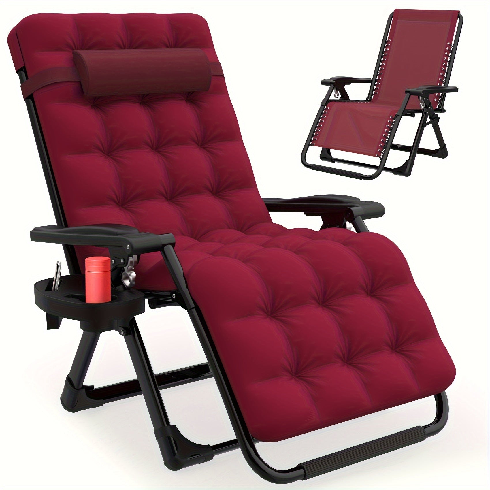 Upgraded Lock Zero Gravity Chair, Folding Recliner Lounge Chair with Removable Cushion Cup Holder Headrest for Indoor Outdoor Patio Camping