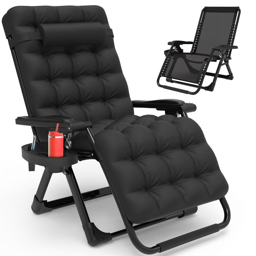Upgraded Lock Zero Gravity Chair, Folding Recliner Lounge Chair with Removable Cushion Cup Holder Headrest for Indoor Outdoor Patio Camping