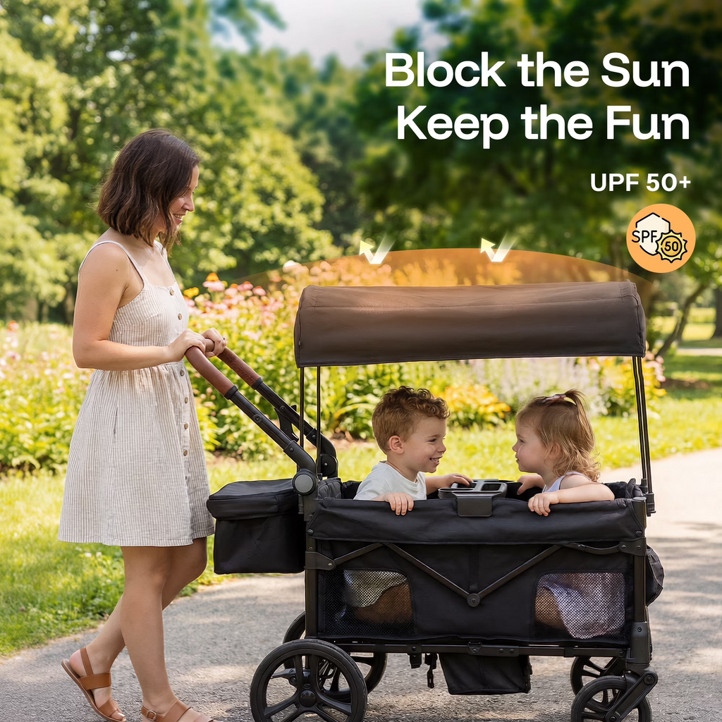 Kids Foldable Wagon Stroller with Canopy
