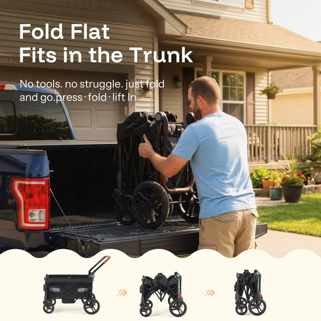 Kids Foldable Wagon Stroller with Canopy
