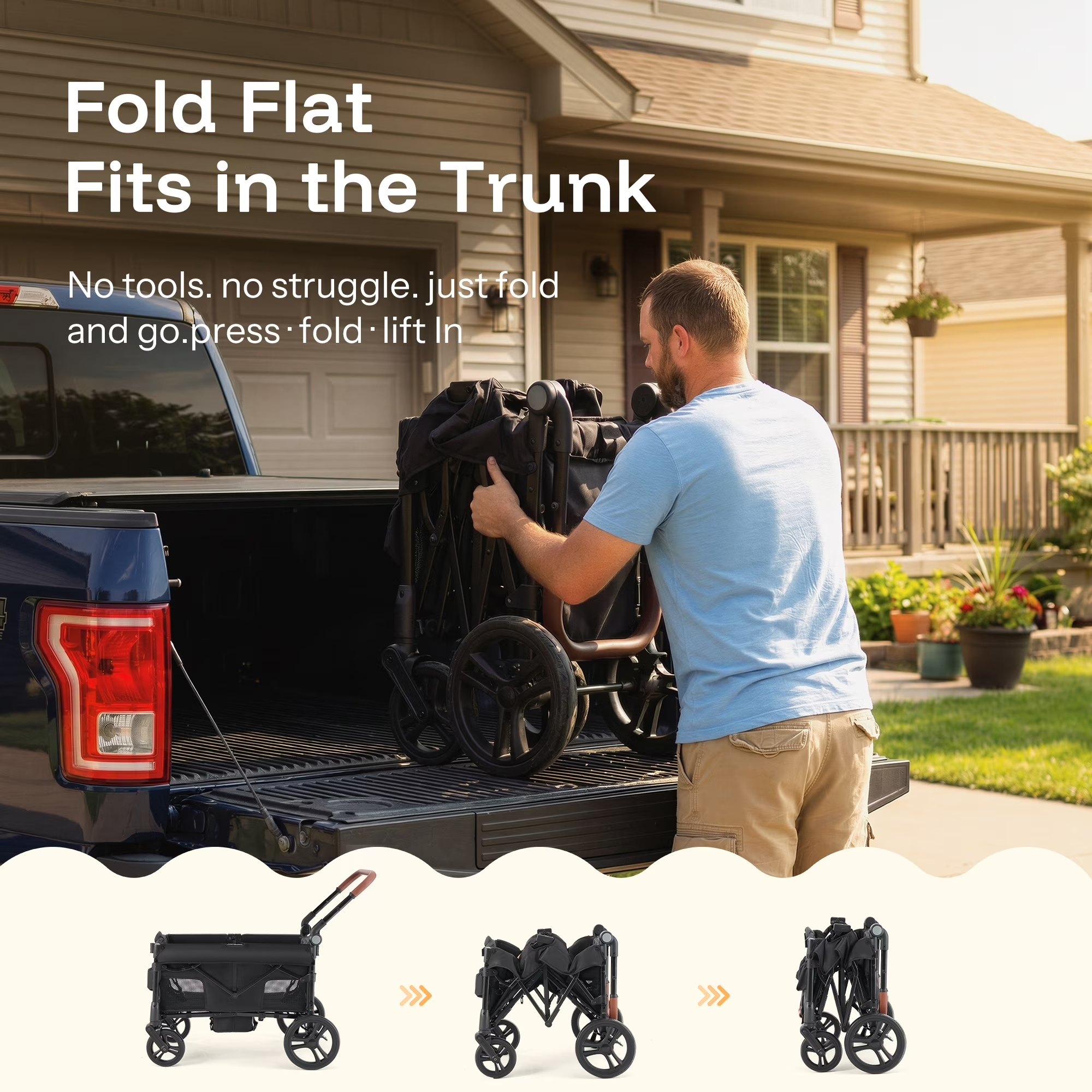 Kids Foldable Wagon Stroller with Canopy