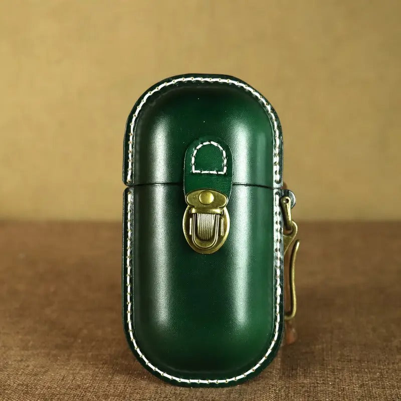 Genuine Genuine Leather Handcrafted Retro Glasses Case |Can Hold Glasses,Coin,Change, Keys, Card & Fashionable Portable Pressure-Resistant Glasses Case with HookButtoned Glasses & Creative Storage Bag