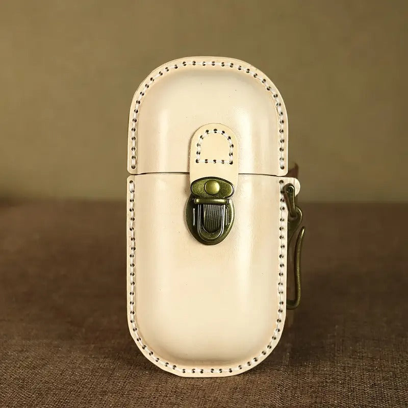 Genuine Genuine Leather Handcrafted Retro Glasses Case |Can Hold Glasses,Coin,Change, Keys, Card & Fashionable Portable Pressure-Resistant Glasses Case with HookButtoned Glasses & Creative Storage Bag