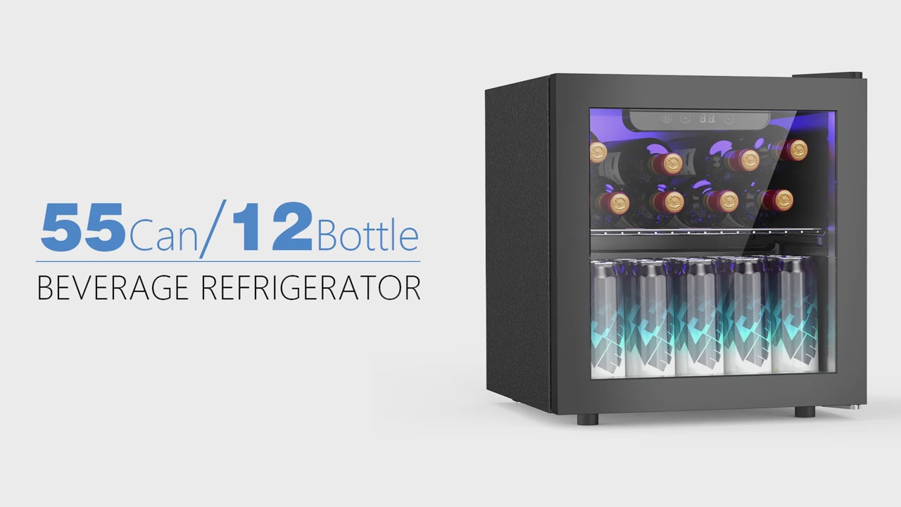 KNKDO 9.51Gal Beverage Wine Cabinet, Electronic Touch Control Mini Fridge with LED Light for Kitchen Bedroom Office